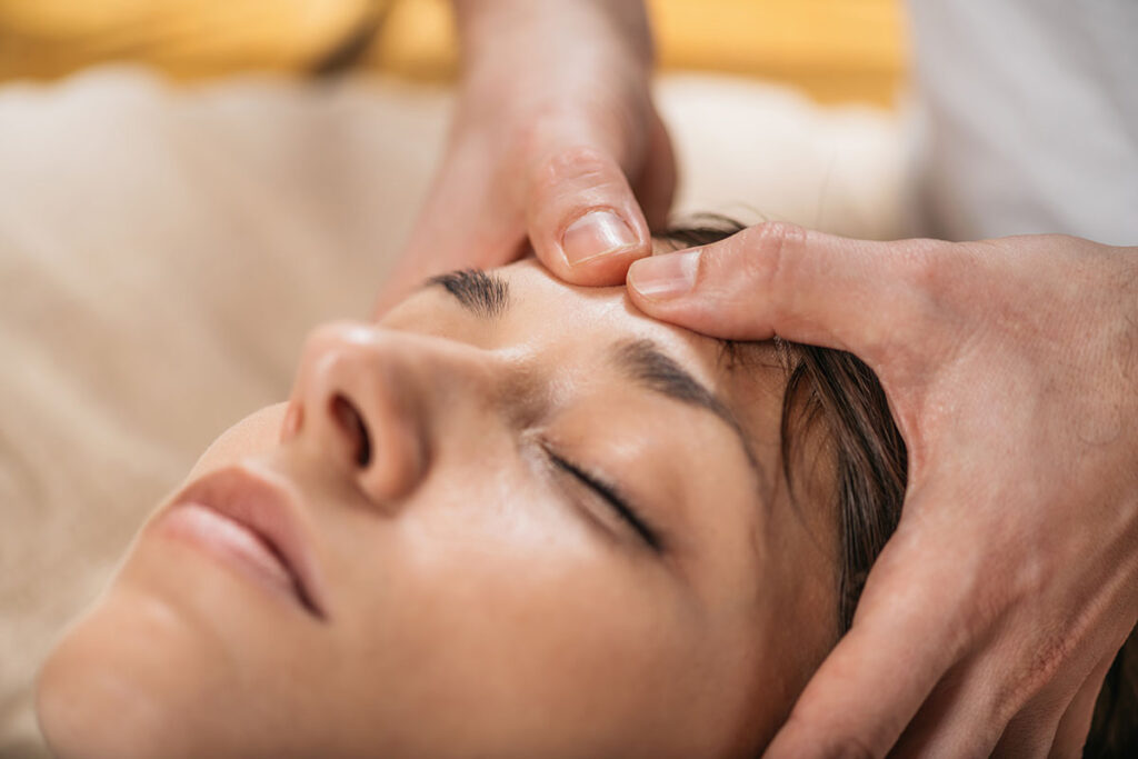 Woman going through acupressure for addiction therapy