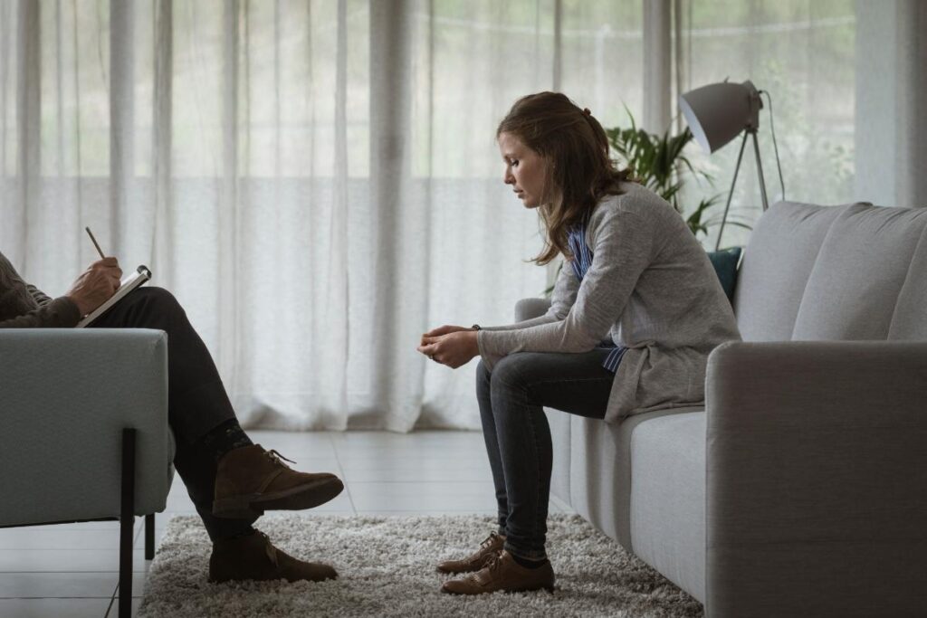 woman in therapy for anxiety treatment