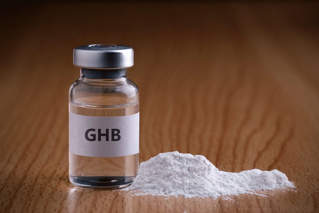 GHB in its two common forms, a clear liquid and a dissolvable powder
