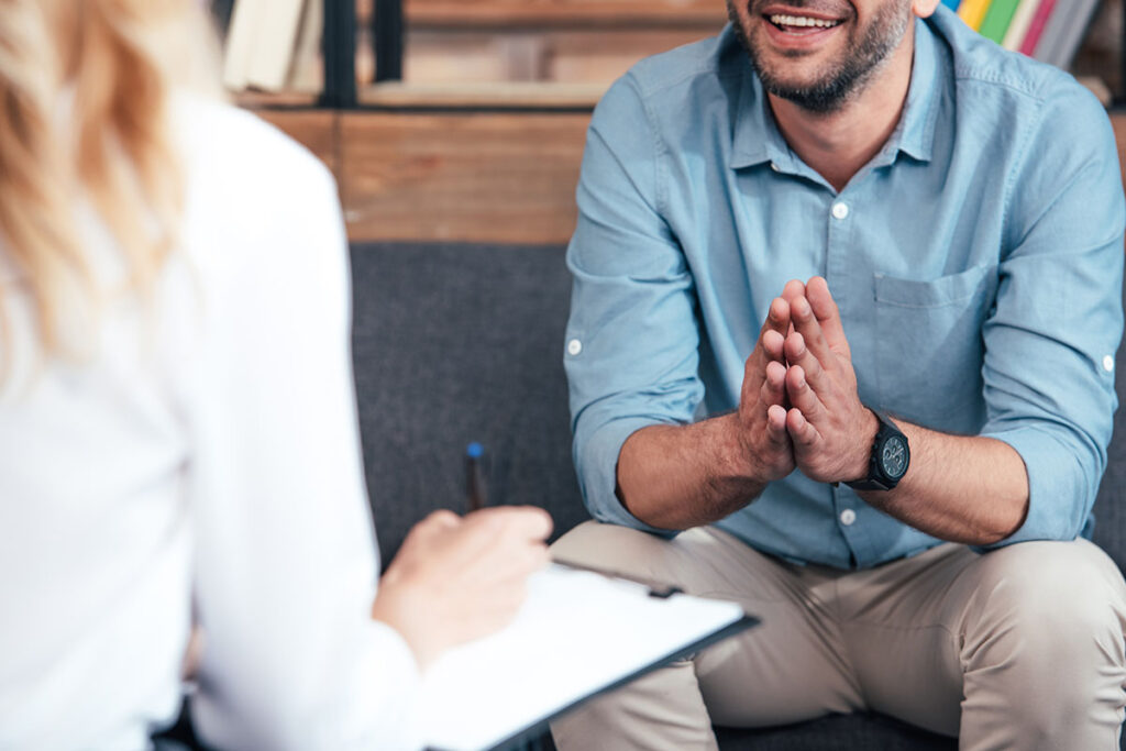 Two people talking about how DBT skills can help with addiction treatment