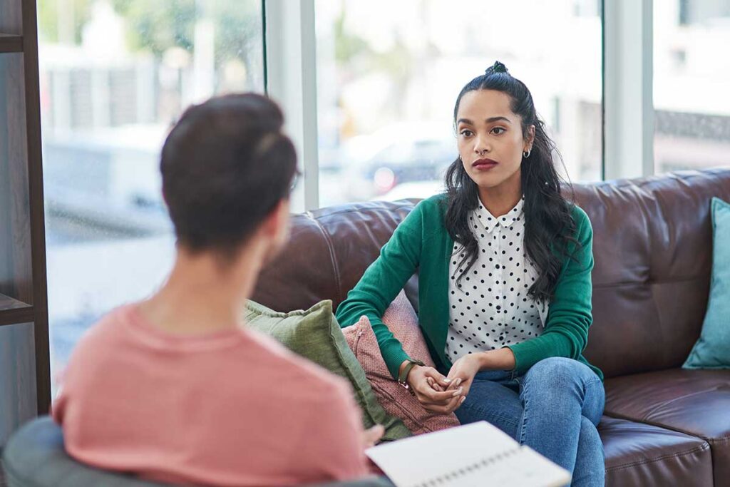 Two people using dialectical behavior therapy techniques