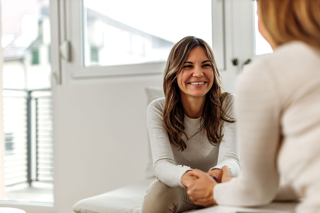 Person in psychotherapy for addiction treatment